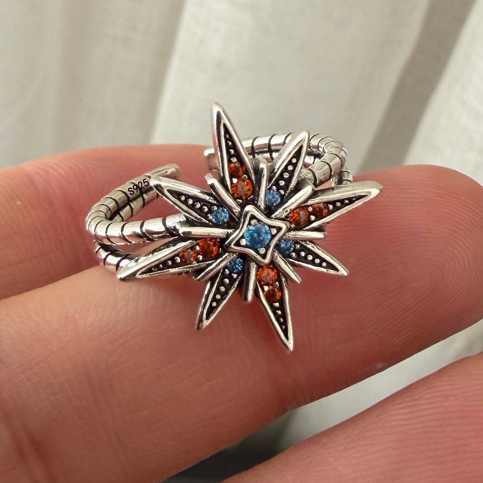Thumbnail: 925 Sterling Silver Rings for Women Couple Minimalist Handmade Retro Zircon Star