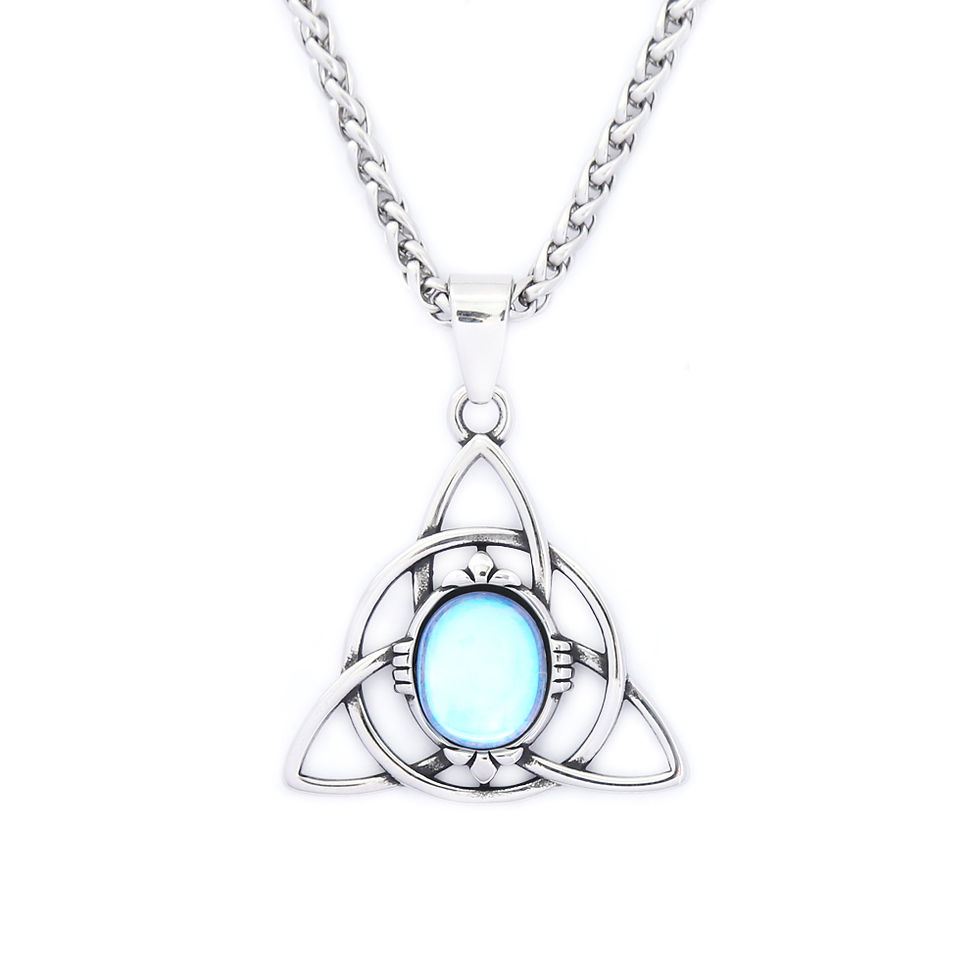 Thumbnail: Vintage Nordic Stainless Steel Trinity Knots Pendant Necklaces For Men Women Fas