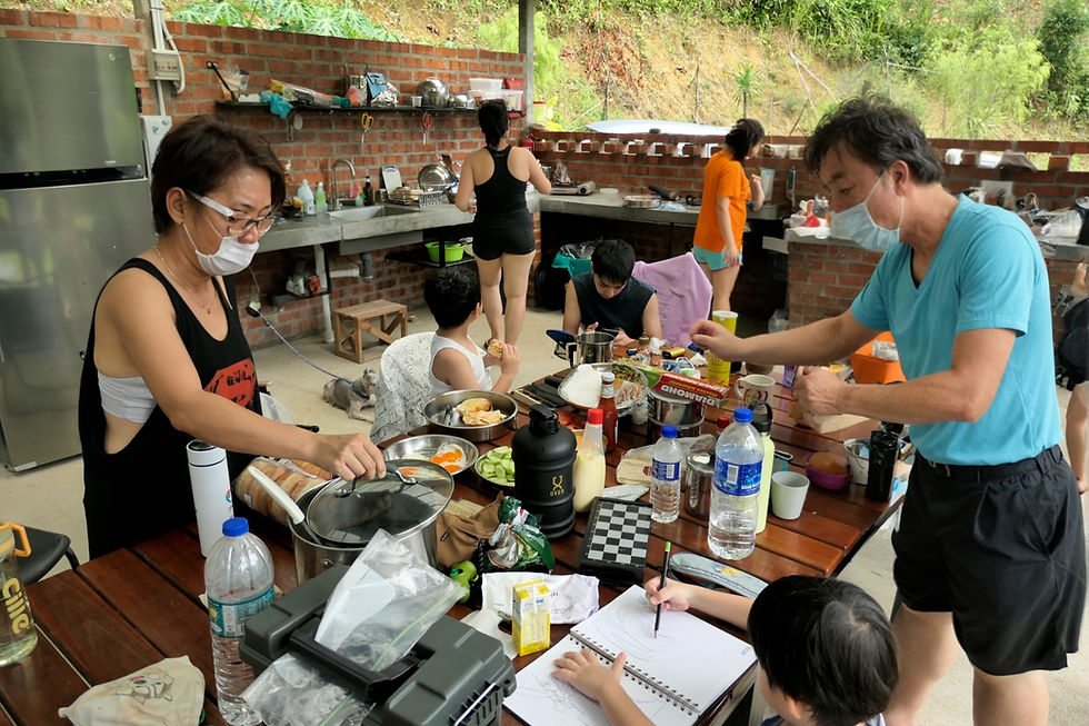 The kitchen has a built-in stove, 2 portable stoves fridge and more