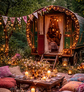Enchanting bohemian caravan in twilight_