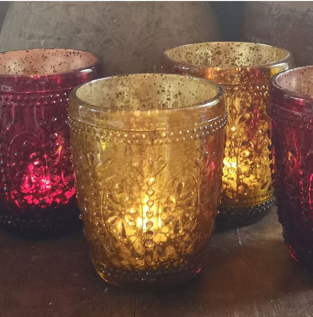 Tealight Holder Antique Amber