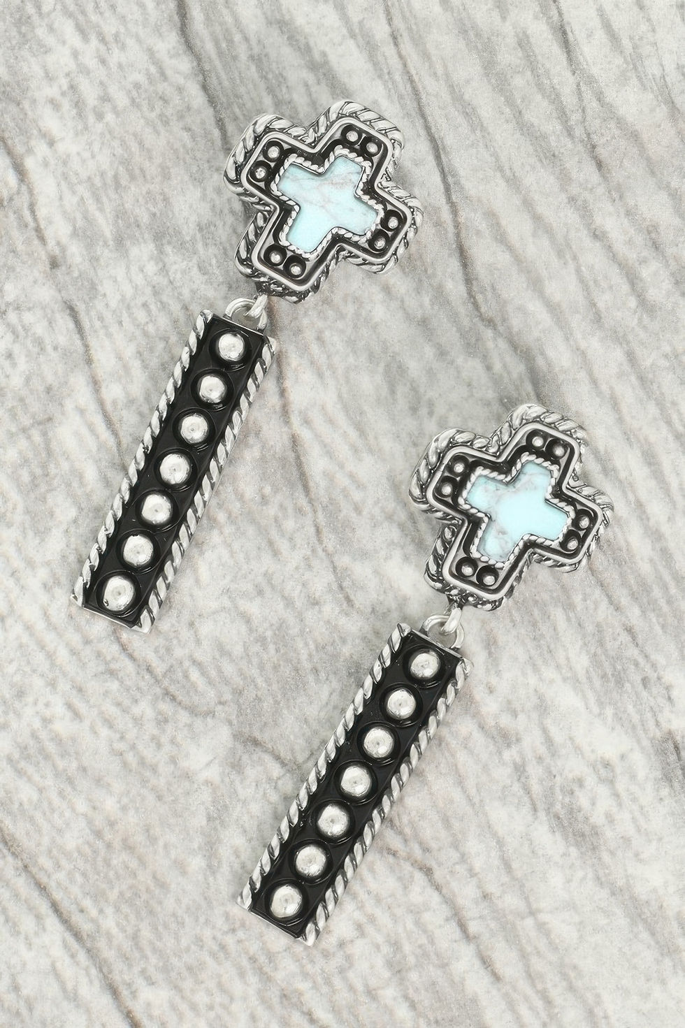 Western Turquoise Cross Concho Earrings