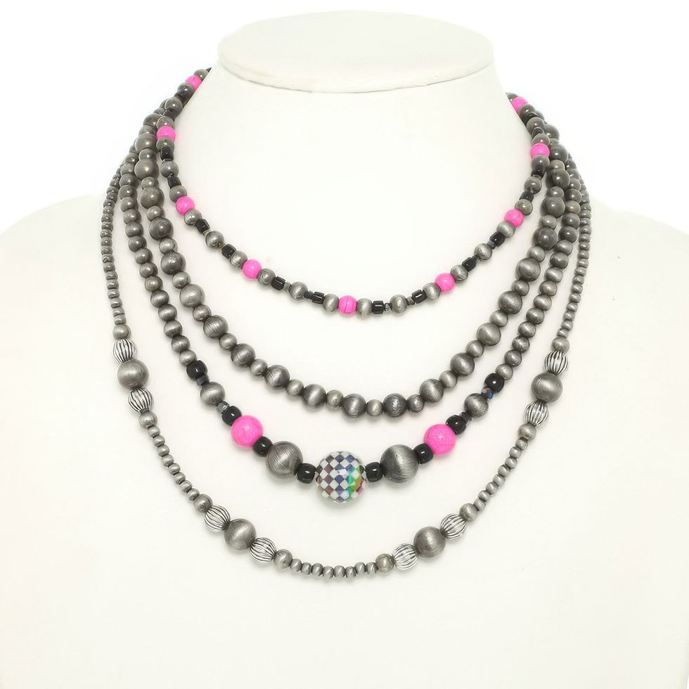 Western Multi Strand Checkerball Pendant Necklace