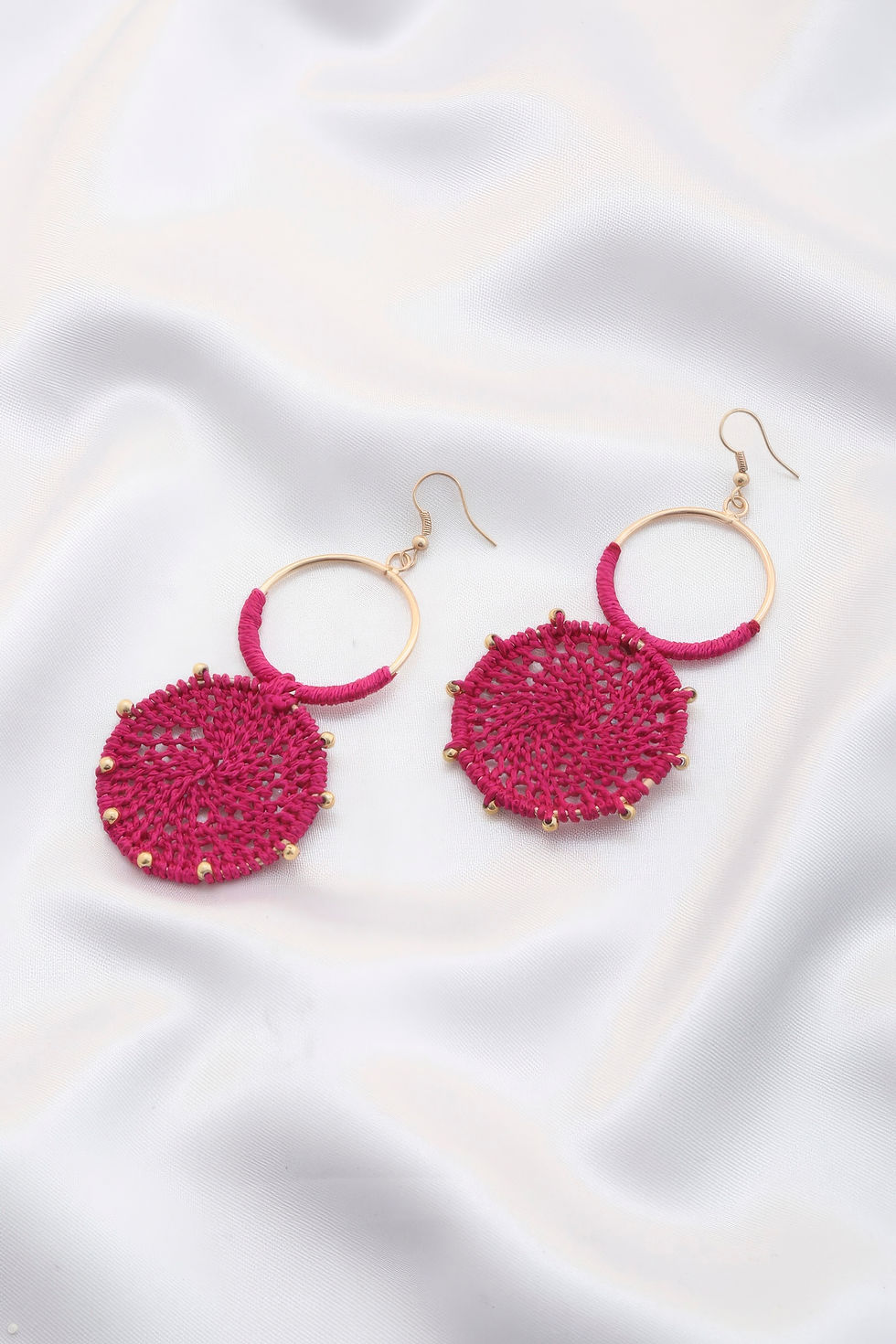 Thumbnail: Double Circle Thread Beaded Earring
