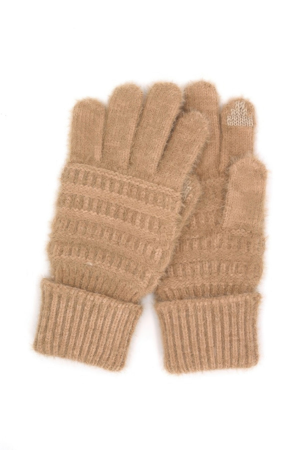 Thumbnail: Fuzzy Cable Knit Smart Touch Gloves
