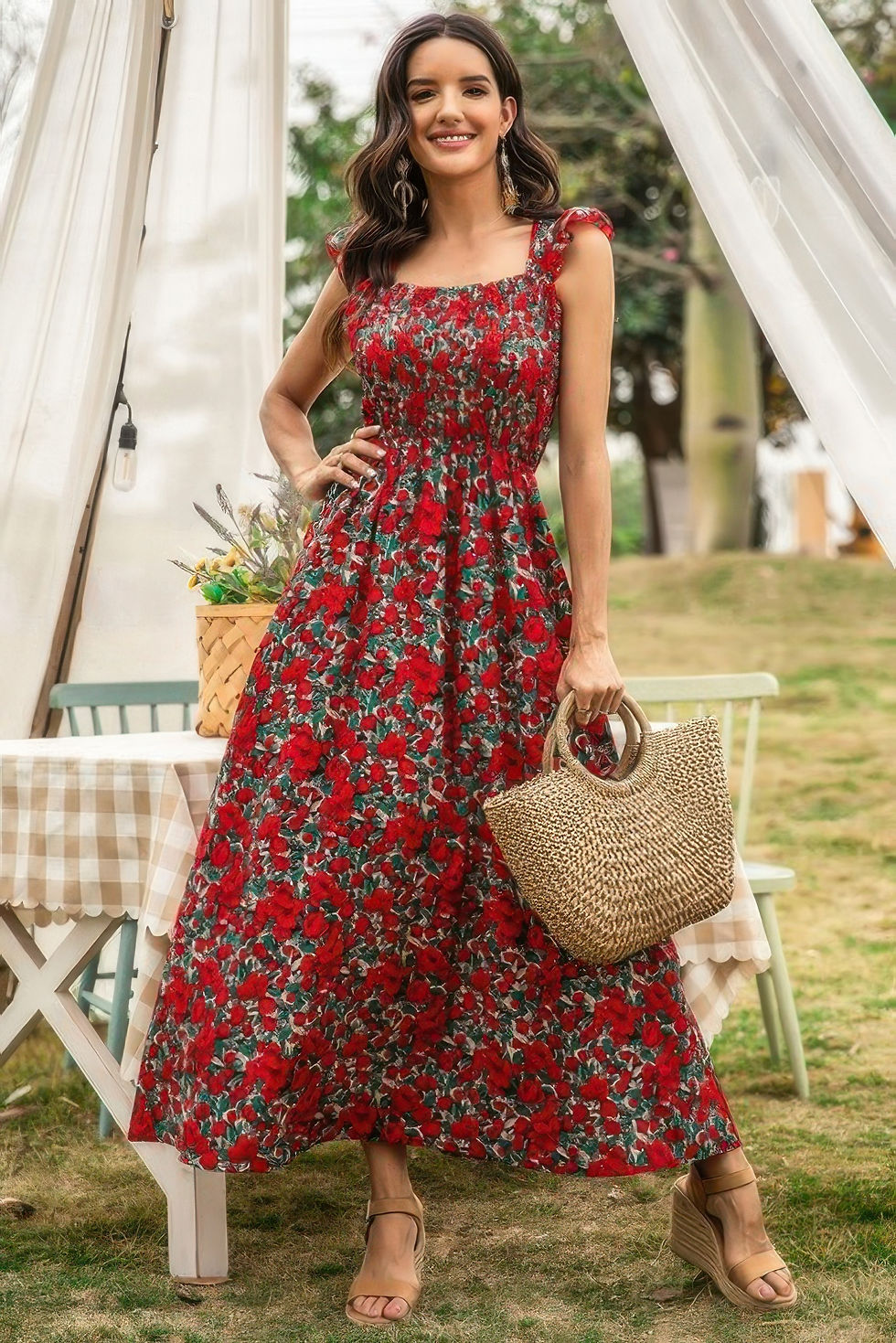 Thumbnail: Sleeveless Floral Low Neck Max Dress