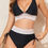 Thumbnail: Two Pieces Elastic Wide Waist Band Knot Trimbikini