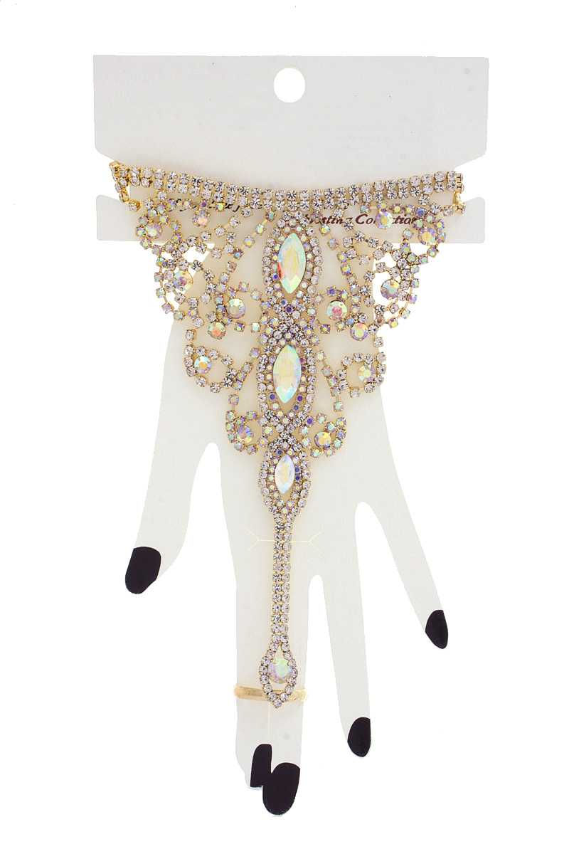 Thumbnail: Marquise Rhinestone Hand Ring Bracelet