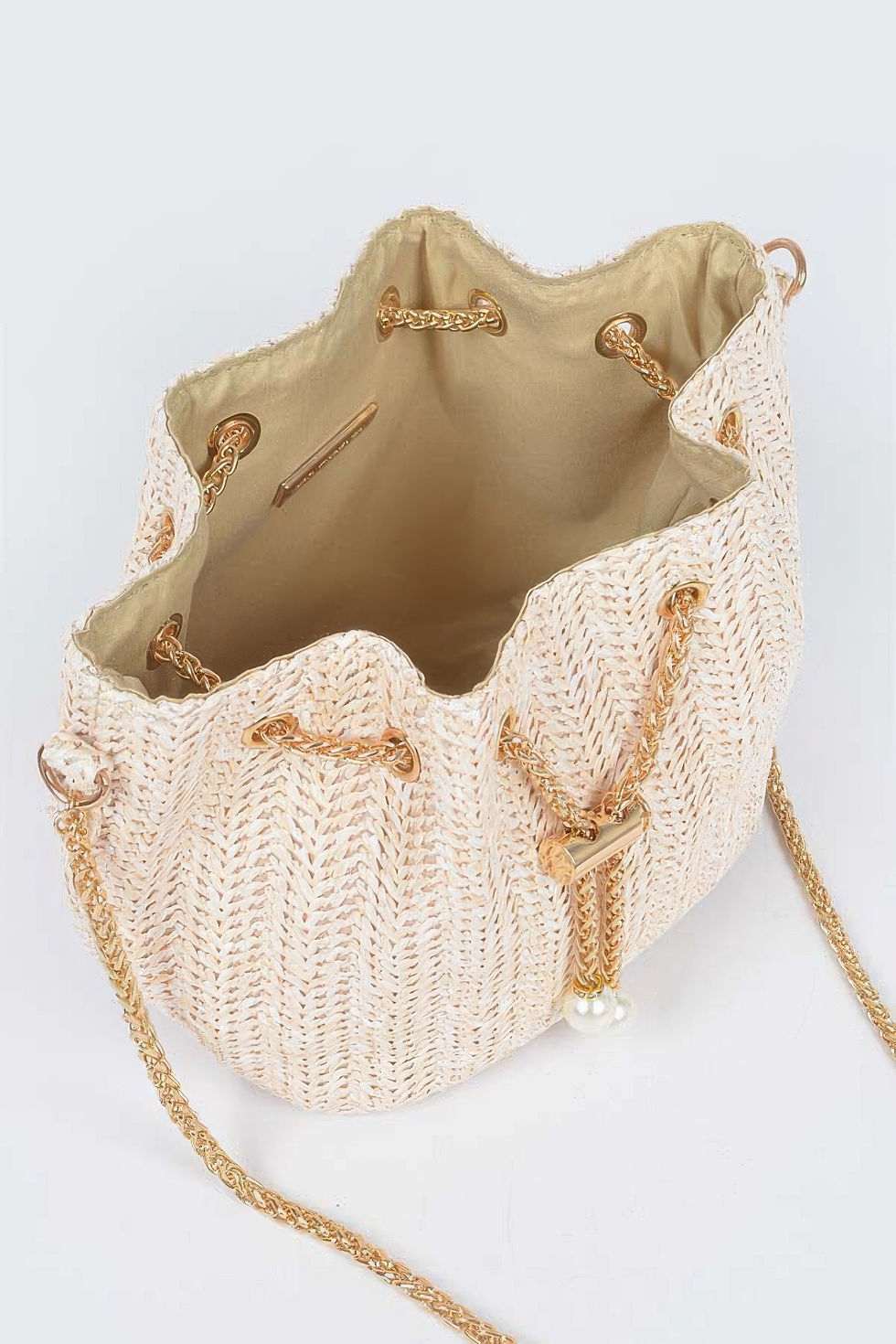 Thumbnail: Faux Straw Bucket Crossbody Bag