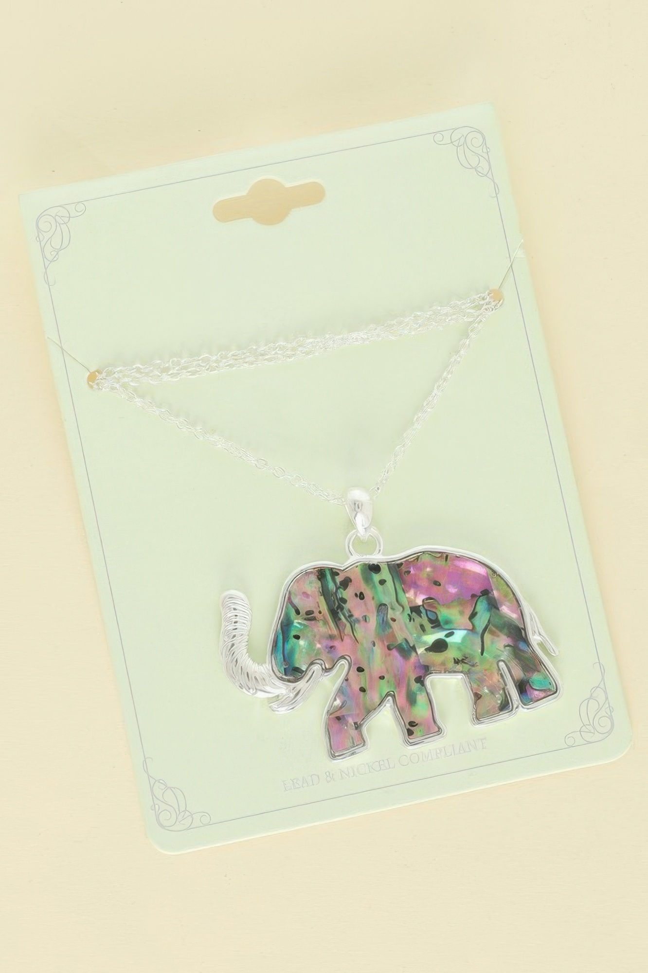 Safari Abalone Elephant Pendant Necklace
