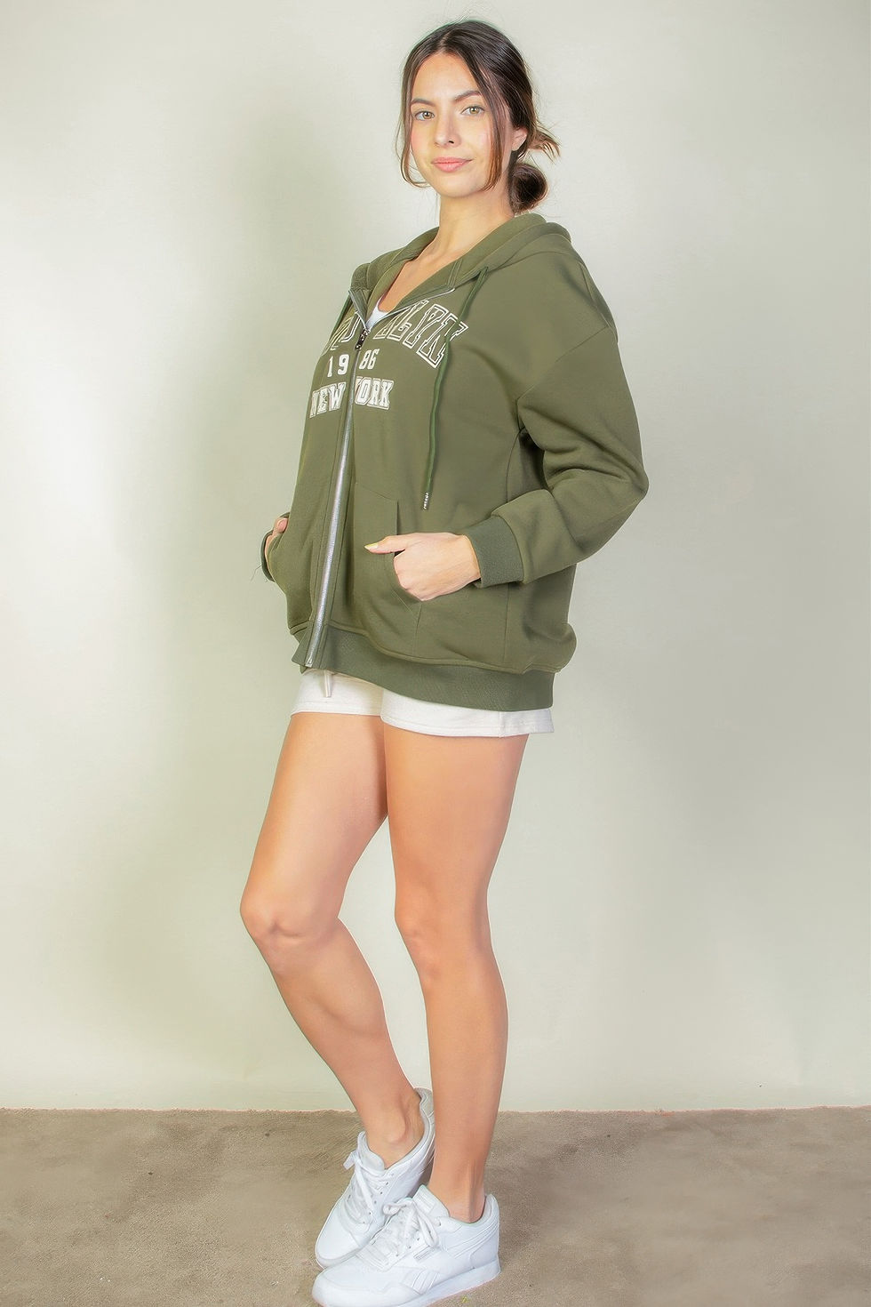 Thumbnail: Graphic Drop Shoulder Zipper Up Hoodie