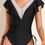 Thumbnail: Ruffle Sleeves Lace Color Block Ruched Swimsuit