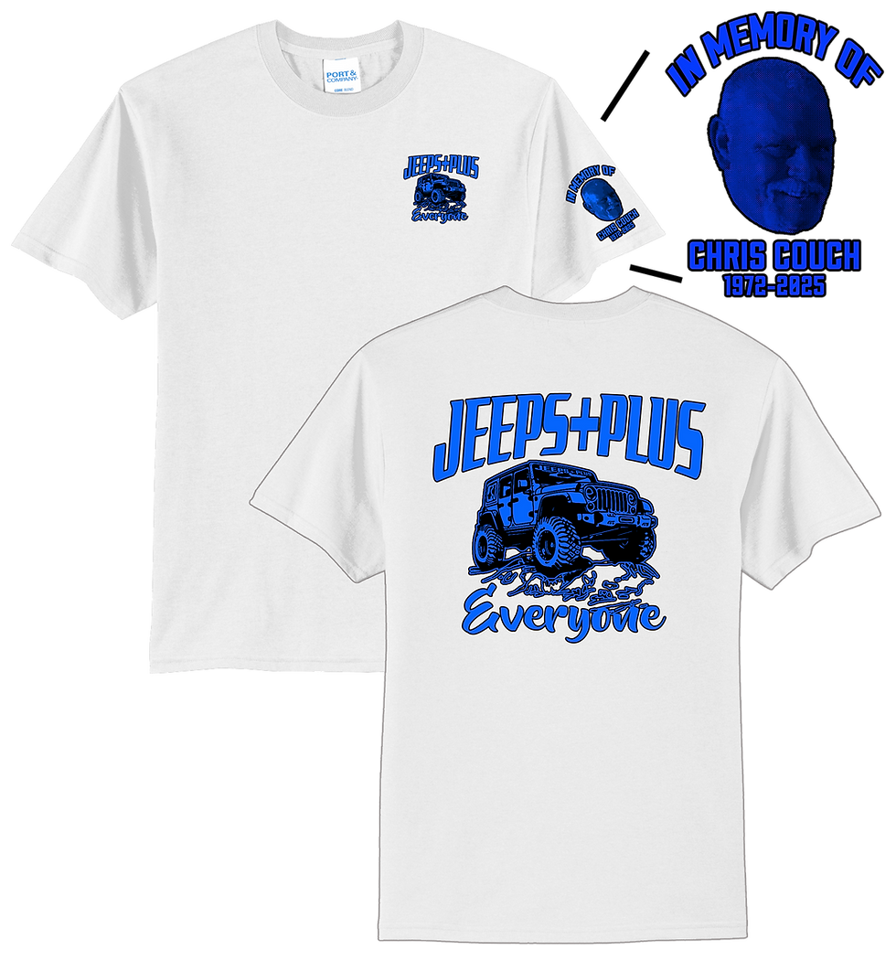 Jeeps Plus Basic 50/50 White T-shirt (BLUE INK)
