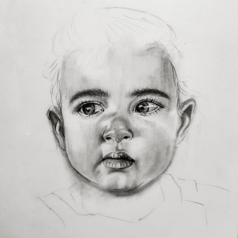 Pencil Sketches Behind the Paintings 