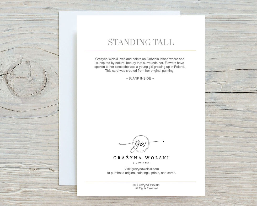 note card STANDING TALL back