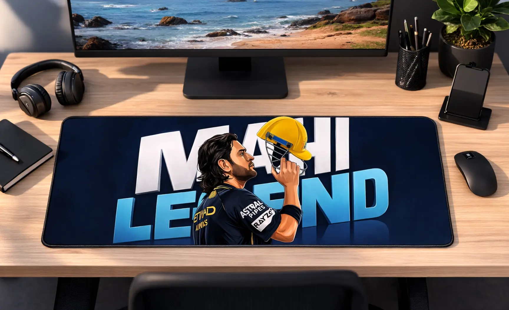 Captain MS Dhoni Gaming Mousepad – Mahi Legend Cricket Desk Mat