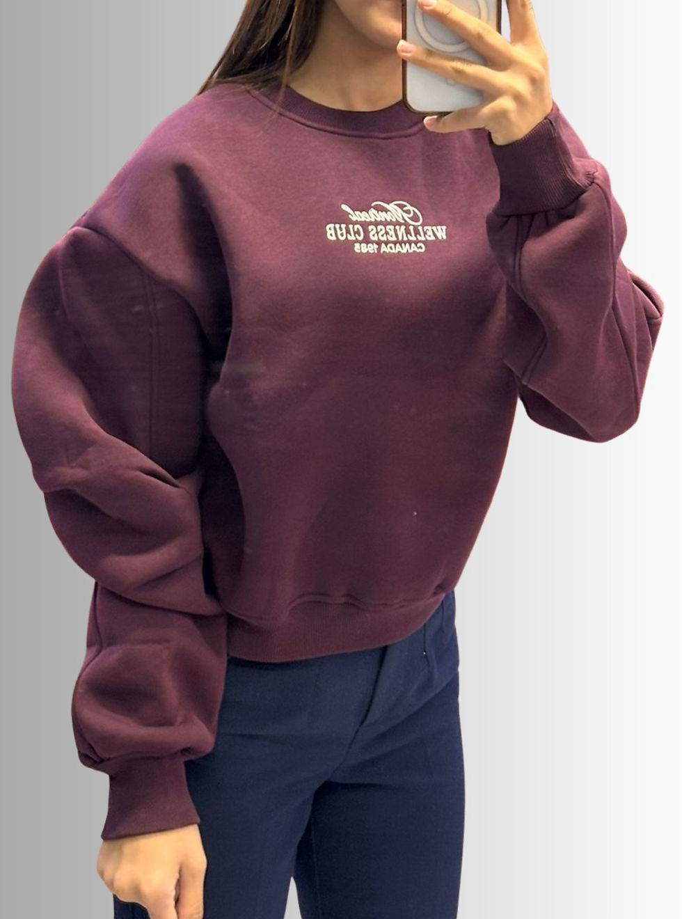 Küçük resim: 🌸3 İplik Şardonlu Nakış İşlemeli Crop Sweatshirt 🌸