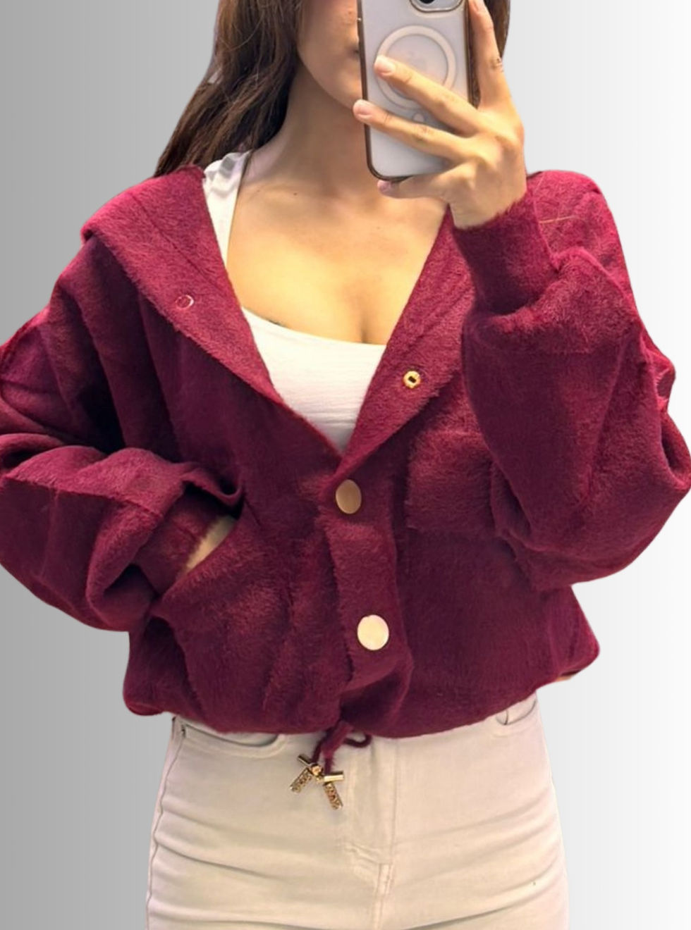 Küçük resim: 🌸Angora Kedi Sakallı Premium Ayarlanabilir Stoperli Çıtçıt Kapamalı Ceket