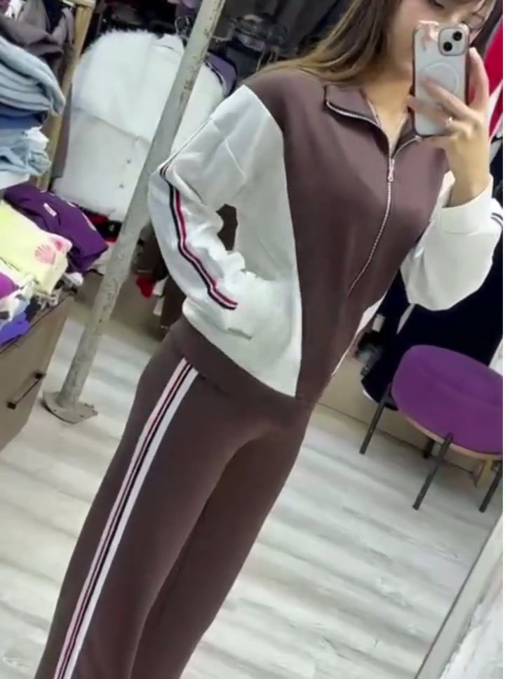 الصورة المصغرة: Kahverengi şerit detaylı Modal Premium ceket pantolon 2’li takım