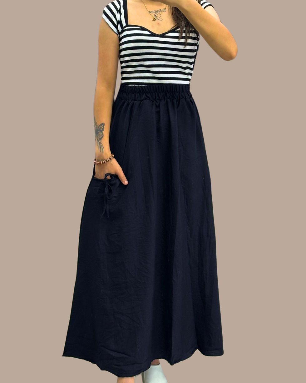 Thumbnail: 🌸Tensel Modal Kumaş Torba Cepli Maxi Etek