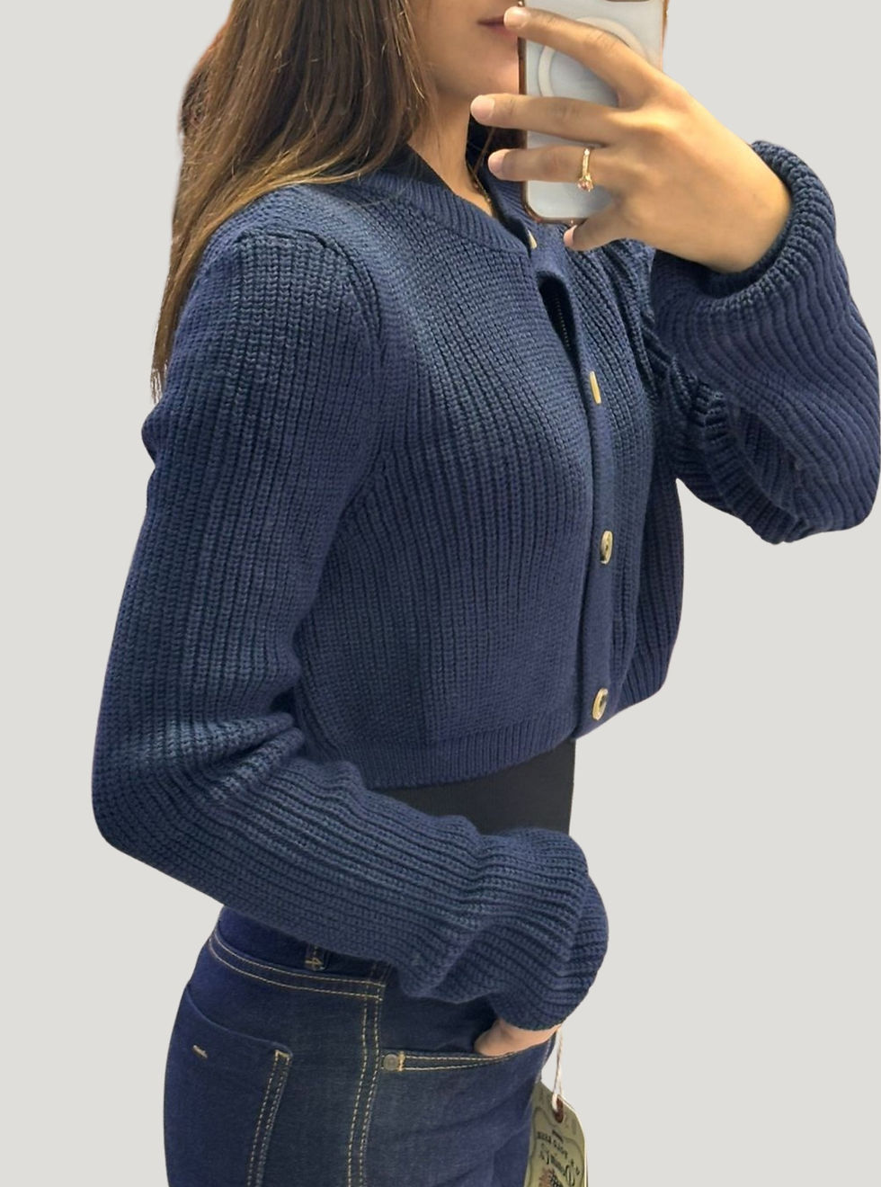 Küçük resim: 🌸Selanik Örme Crop İpeksi Triko Hırka