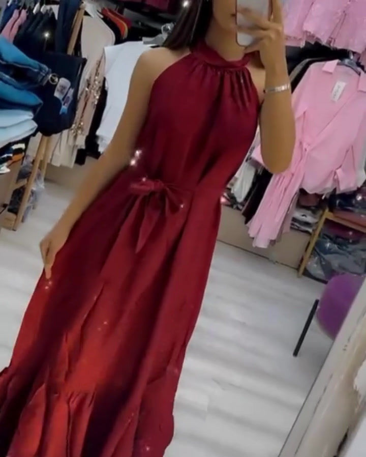 Thumbnail: 🌸A Kesim Yanları Yırtmaçlı Dokulu Keten Rahat Elbise