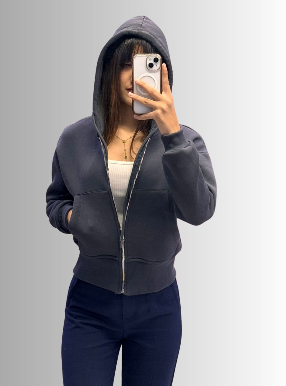 🌸3 İplik Kapşonlu Crop Ceket