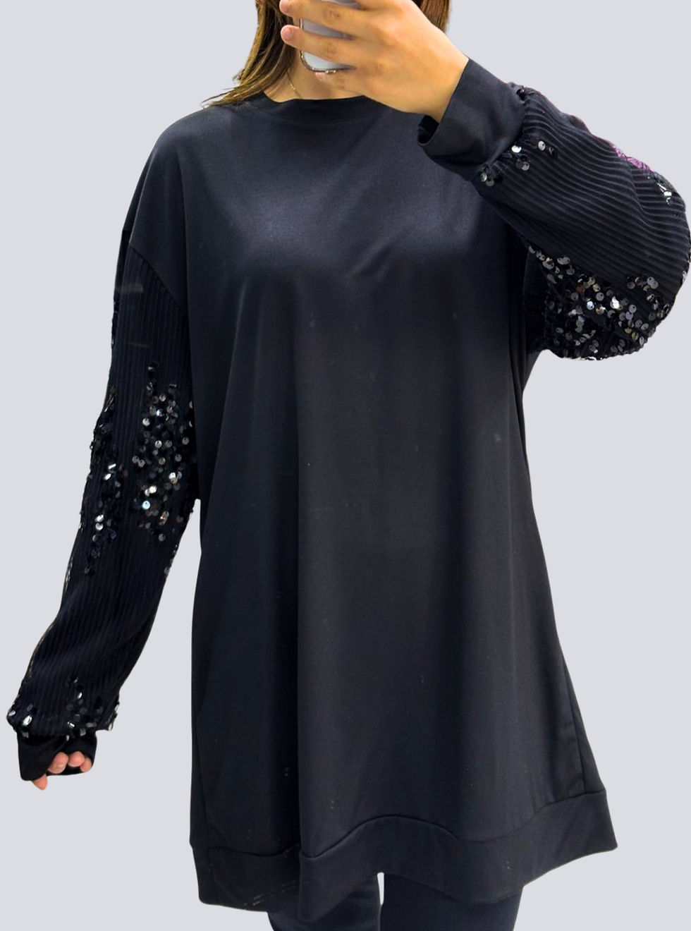 الصورة المصغرة: 🌸Kolları Payet İşlemeli Çok Esnek Tunik 🌸Renk: Siyah, Gold