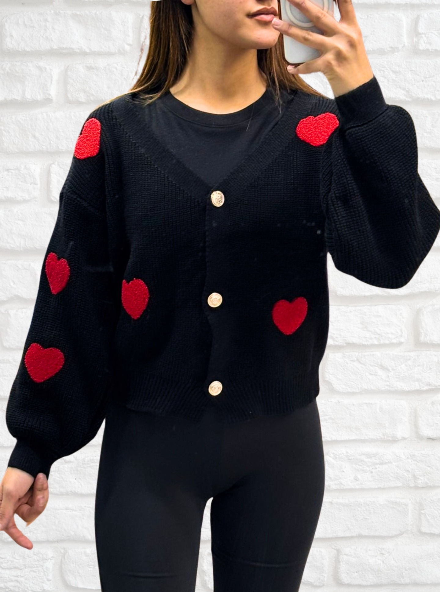 Kalp Kabartmalı Selanik Örme Hırka