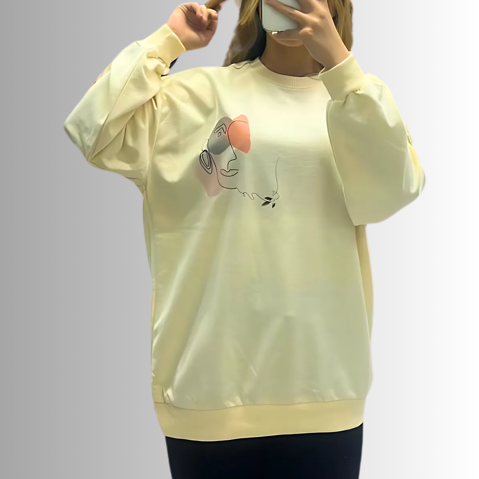 Thumbnail: ÇİZGİ SİLÜET TASARIMLI GÖĞÜS BASKILI 2 İPLİK SWEATSHİRT
