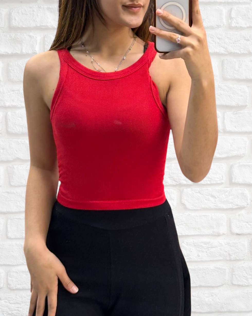 الصورة المصغرة: Halter yaka pamuklu kaşkorse crop body