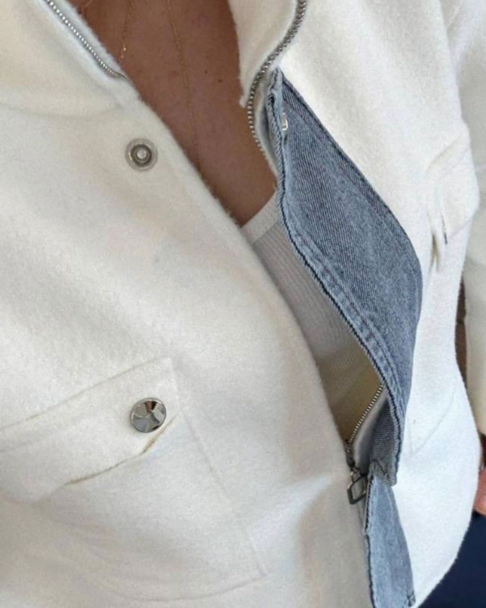 Thumbnail: 🌸Angora Premium Denim Garnili Ceket-Kaban