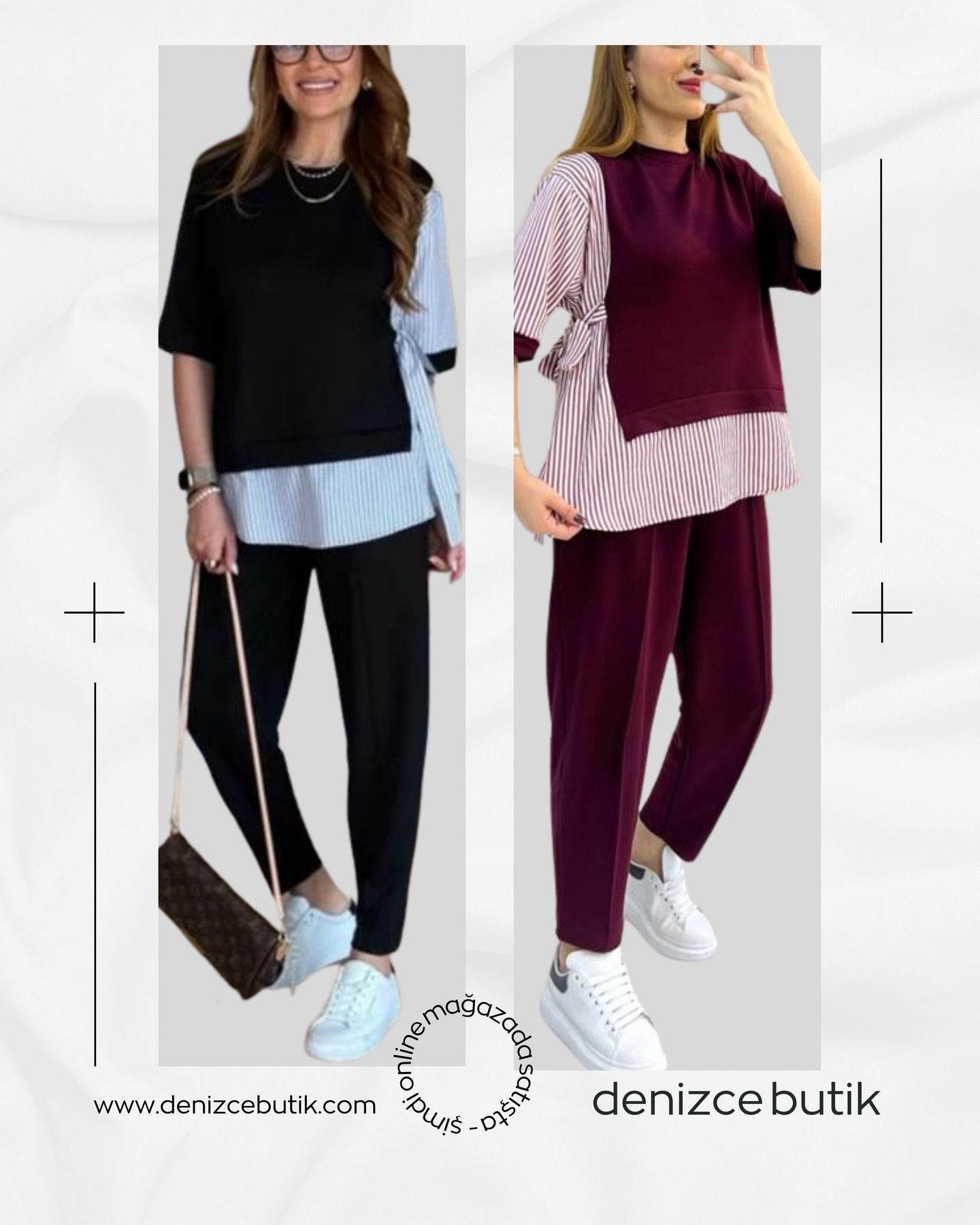 🌸Ayarlanabilir Yandan Bağlamalı Gömlek Garnili Bluz Çımalı Havuç Paça Pantolon