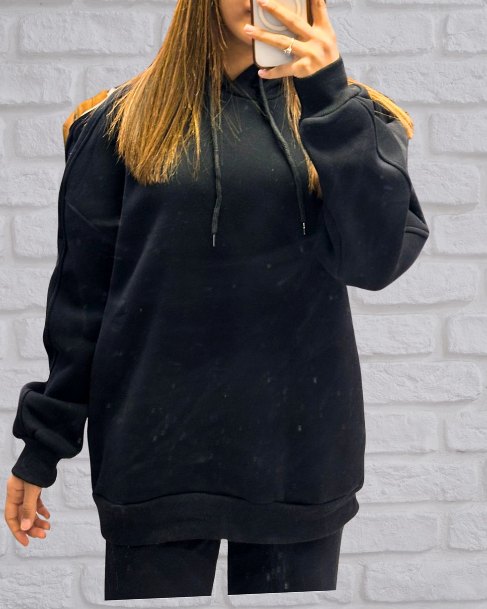 Küçük resim: 🌸Kapşonlu Yan Cepli 3 İplilk Şardonlu Sweatshirt
