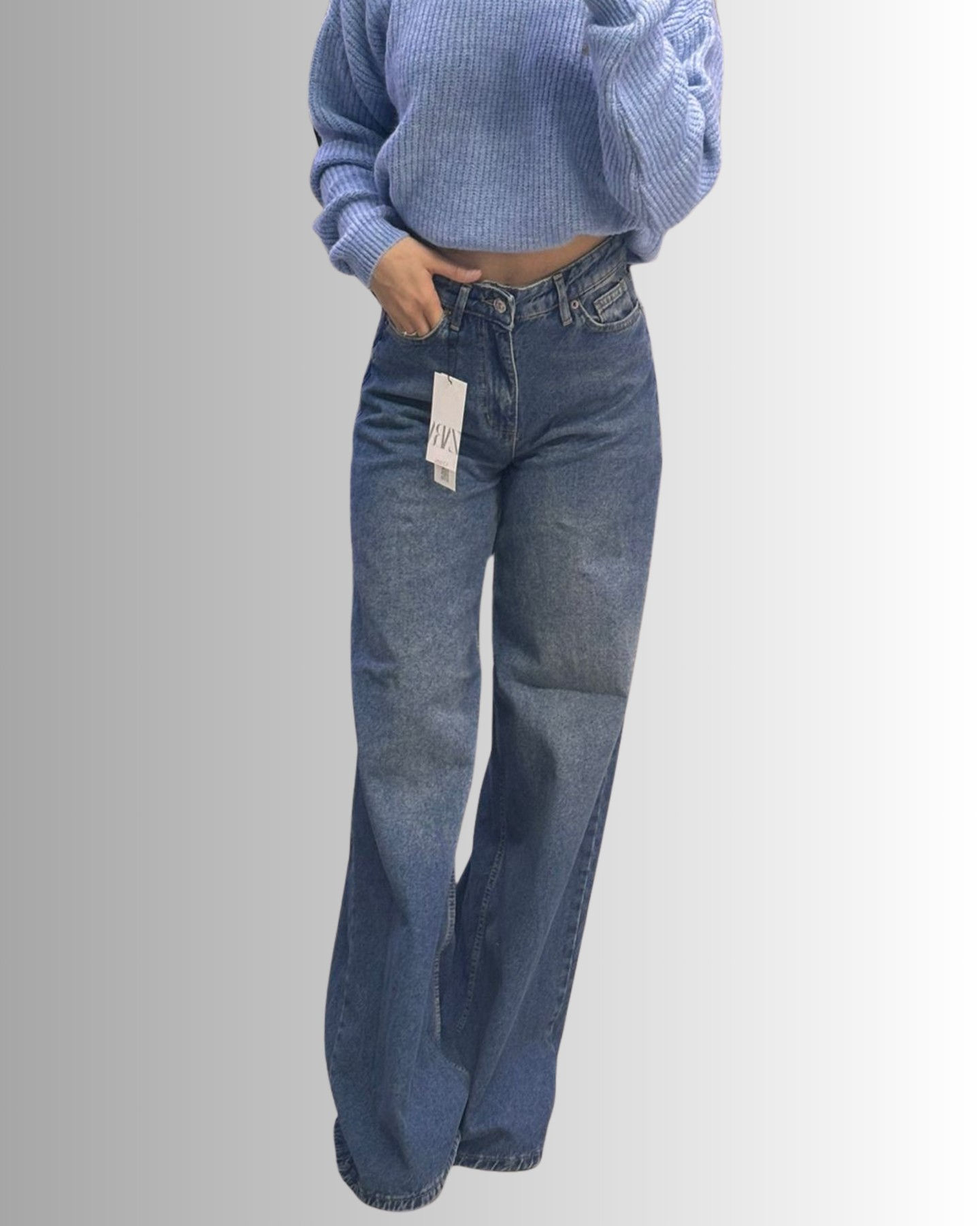 🌸Wideleg Bol Paça Taşlanmış Jean