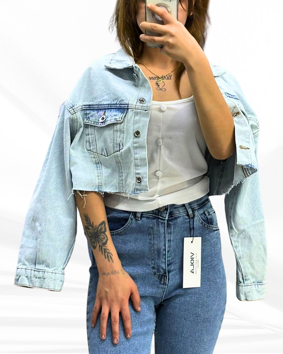 Thumbnail: 🌸Kar Yıkamalı Crop Jean Ceket
