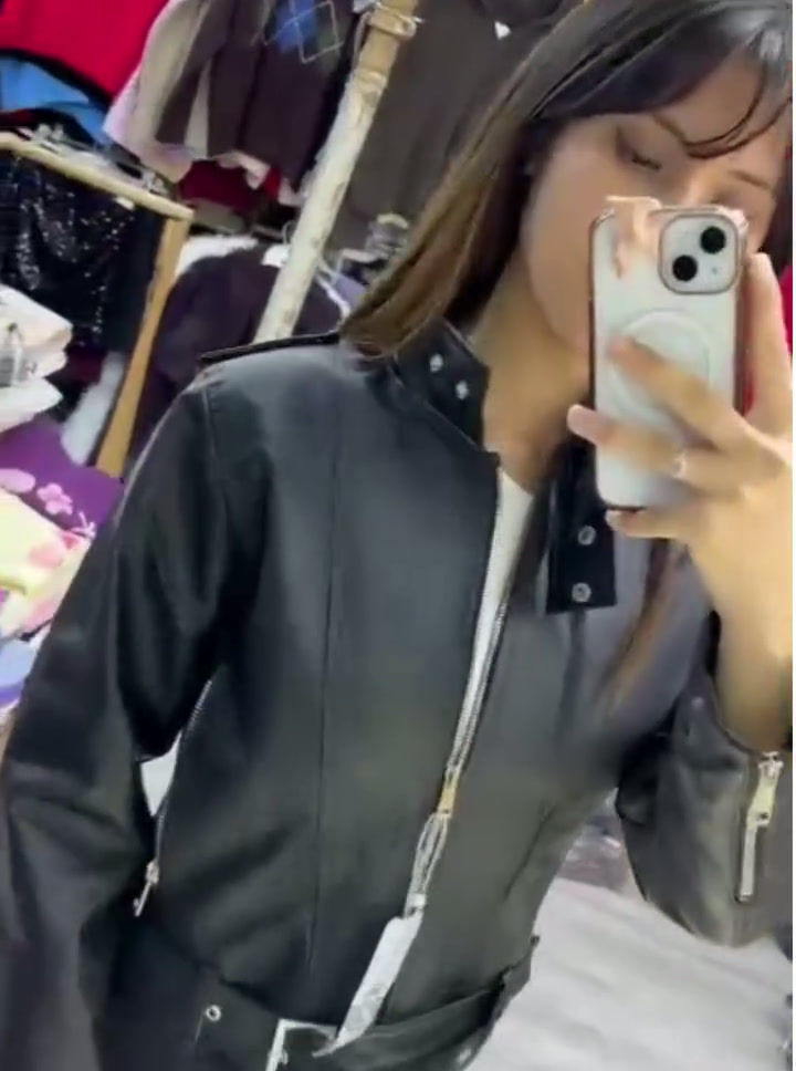 الصورة المصغرة: Siyah Suni Deri Astarlı Motorcu Biker Ceket/Mont