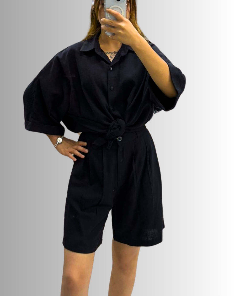 الصورة المصغرة: 🌸Keten Gömlek Şortlu Takım