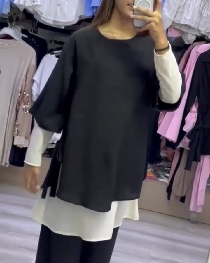 Küçük resim: 🌸Keten Pantolon Bluz Takım