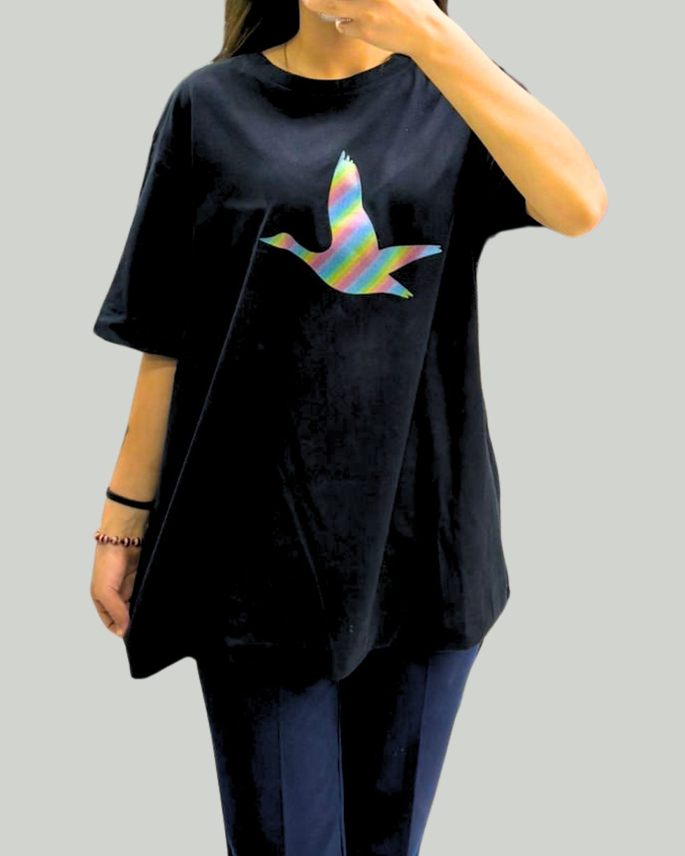 الصورة المصغرة: 🌸Simli Baskılı T-Shirt 🌸Beden : S/M/L/XL