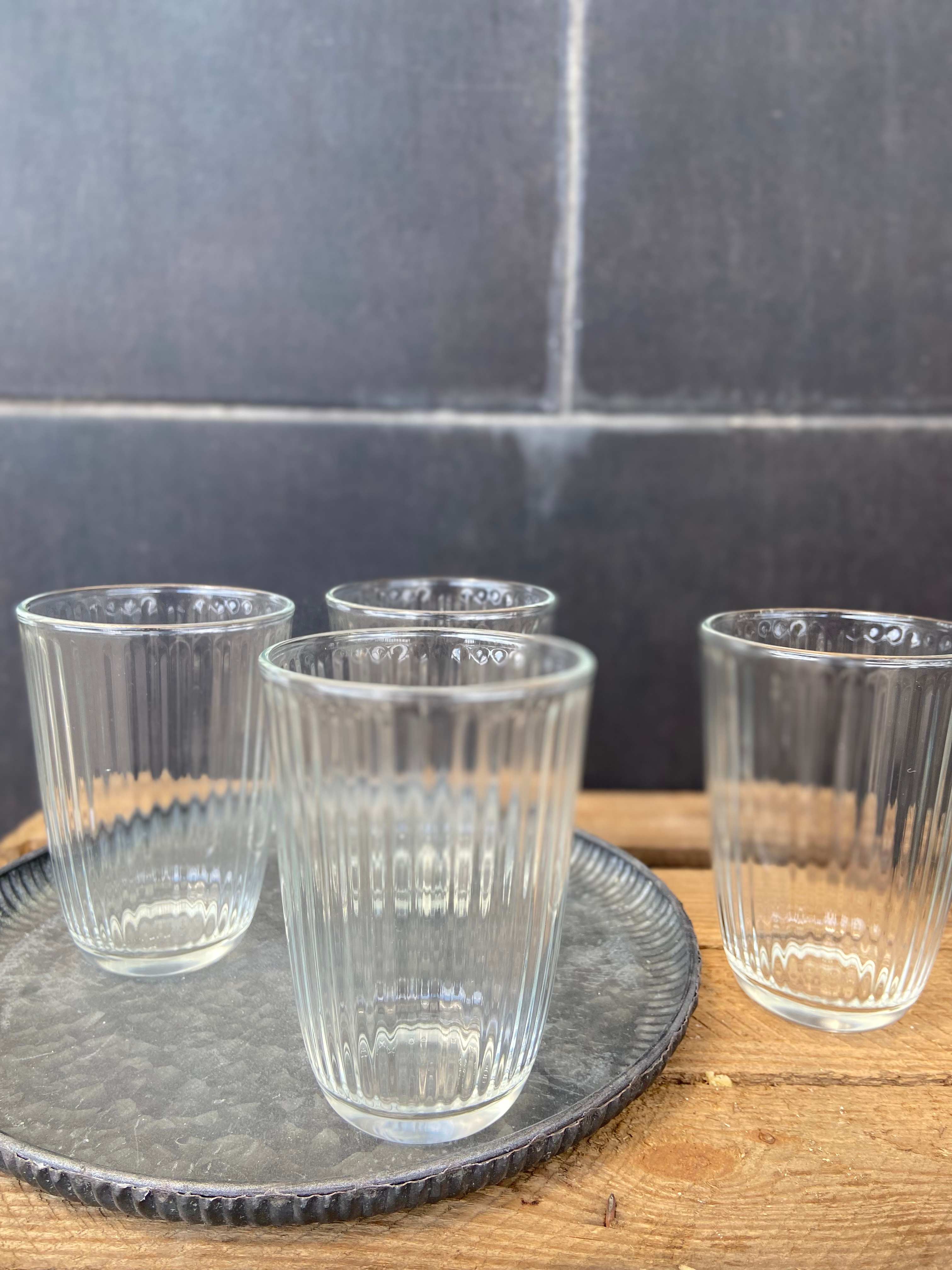 כוס זכוכית פסים גבוהה מארז