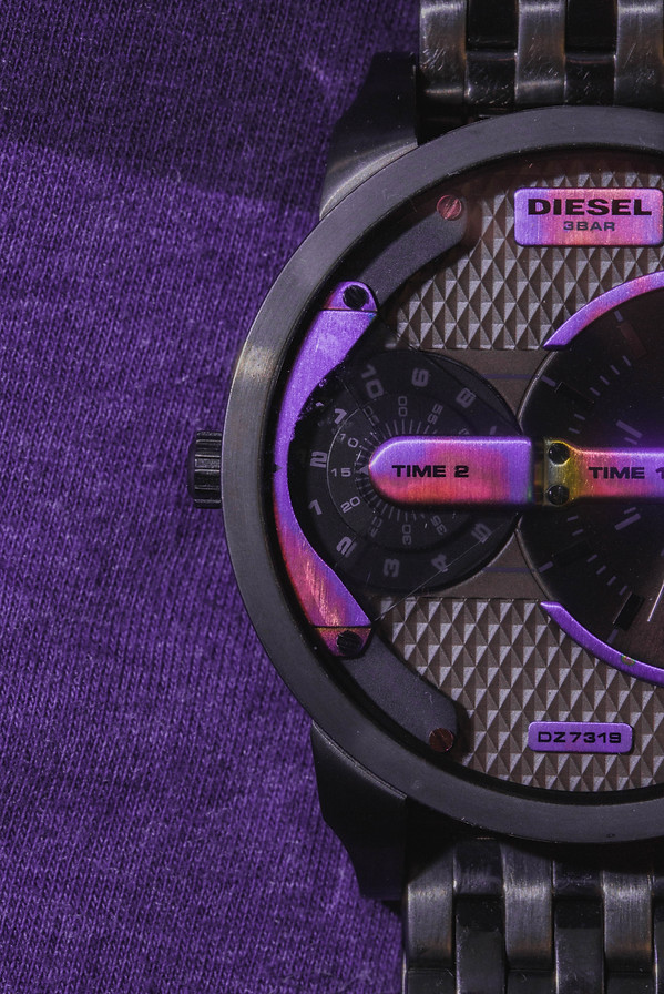 Diesel Purple face watch on purple background