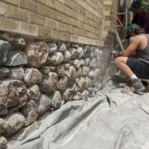 Repointing stone foundation