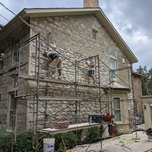 Stone house repointing progress picture
