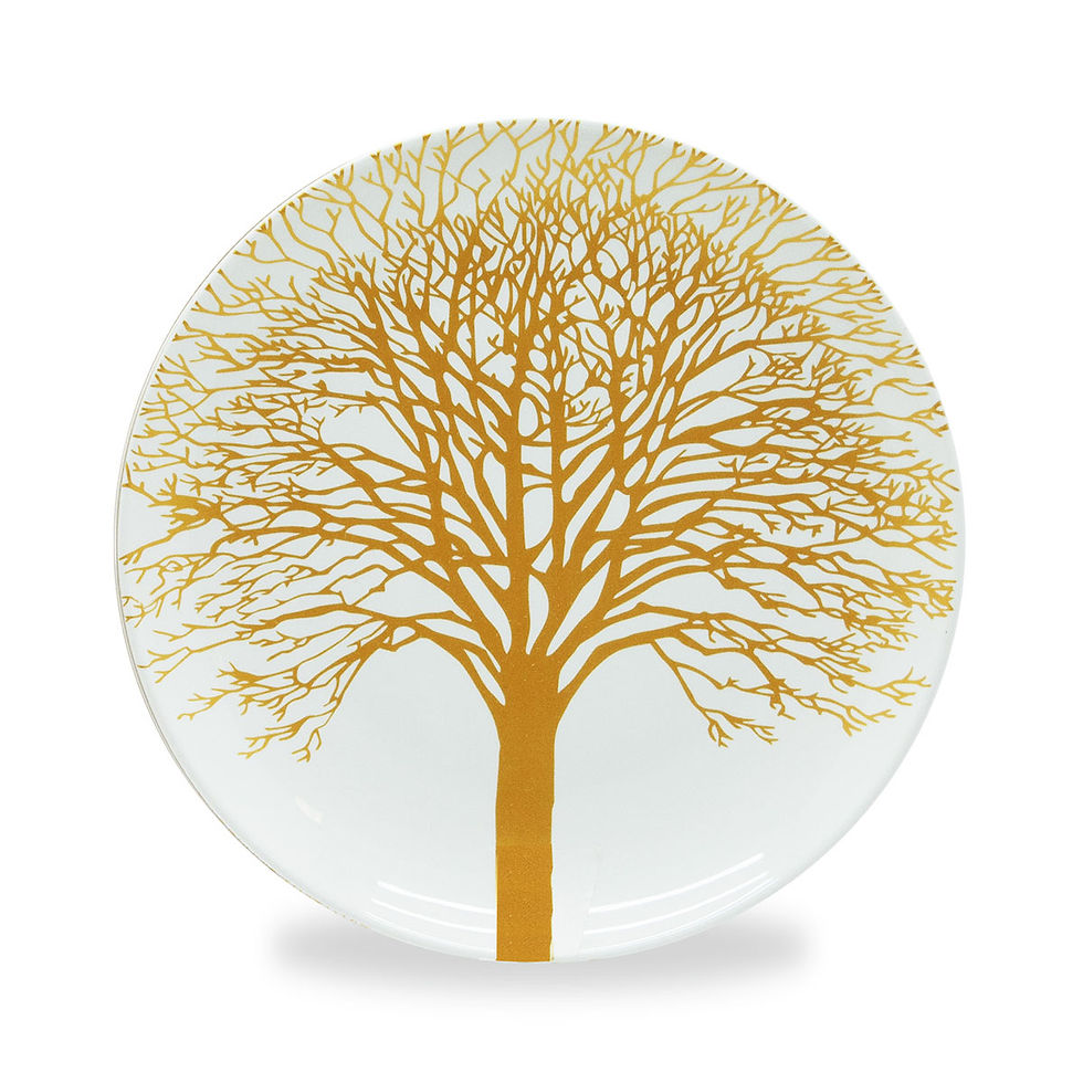 Thumbnail: Set of 4 plates 20.5 cm in New Bone China with gold deco in Gift Box