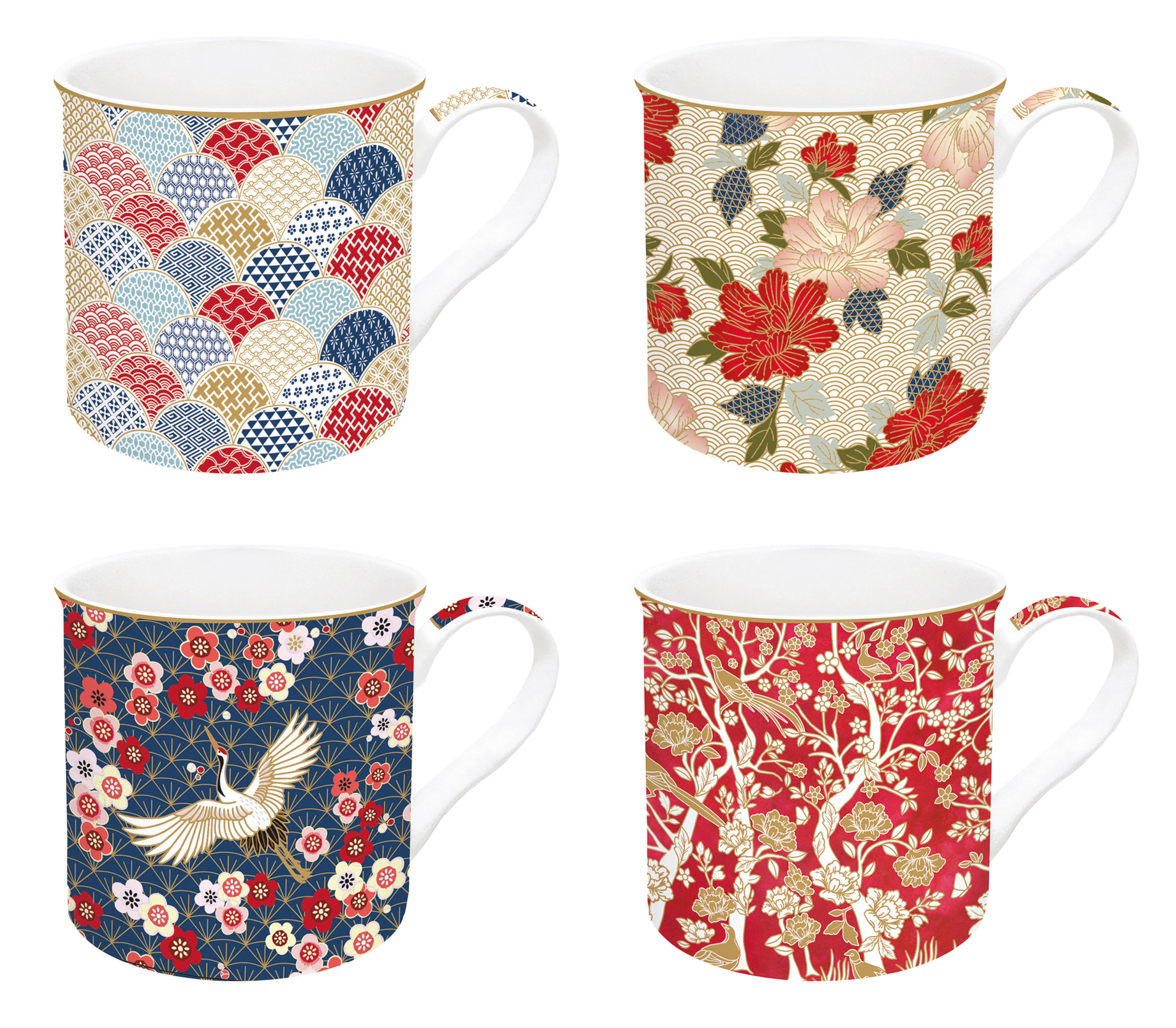 Set of 4 High Quality Mugs in gift box