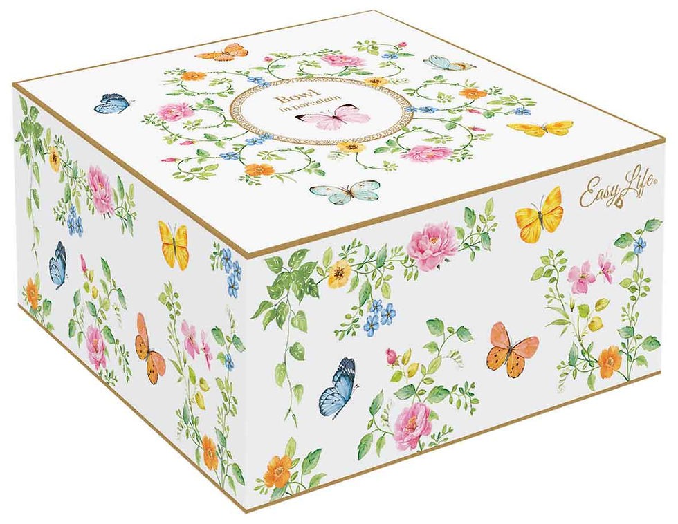 Thumbnail: Porcelain bowl Ø 16 cm in color box DANCING BUTTERFLIES