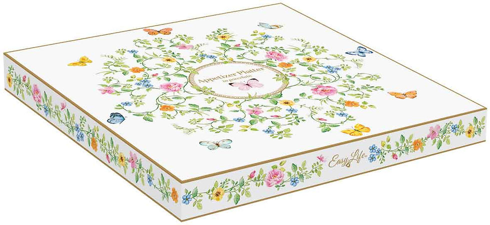 Thumbnail: Porcelain Serving platter Ø 25,5 cm in color box DANCING BUTTERFLIES