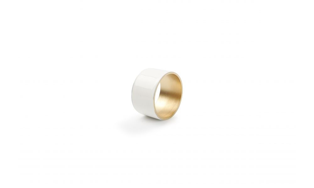 Set of 4 Napkin ring 5cm white/gold Centro