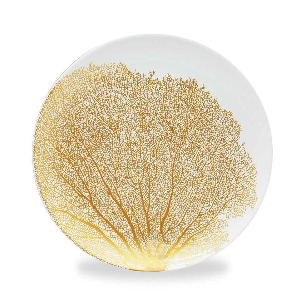 Thumbnail: Set of 4 plates 20.5 cm in New Bone China with gold deco in Gift Box